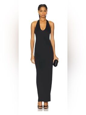good american denim maxi dress Dakota Lace Up Maxi Dress, Washed Denim Small